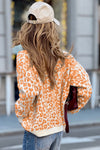 Orange Leopard Drop Shoulder Knitted Cardigan
