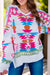 Geometric V-Neck Long Sleeve Sweater - Cocoa Yacht Club