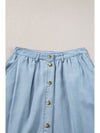 Dark Grey Fully Buttoned Long Denim Skirt