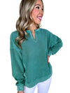 Skobeloff Notched Neck Exposed Seam Drop Shoulder Sweatshirt