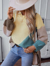 Color Block Round Neck Dropped Shoulder Sweater