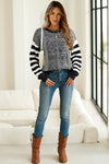 Black Stripe Twisted Knitted Drop Shoulder Sweater