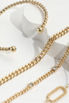 Gold 4Pcs Rhinestone Decor Twist Adjustable Chain Bracelet Set