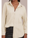 Texture Collared Neck Button Down Long Sleeve Shirt