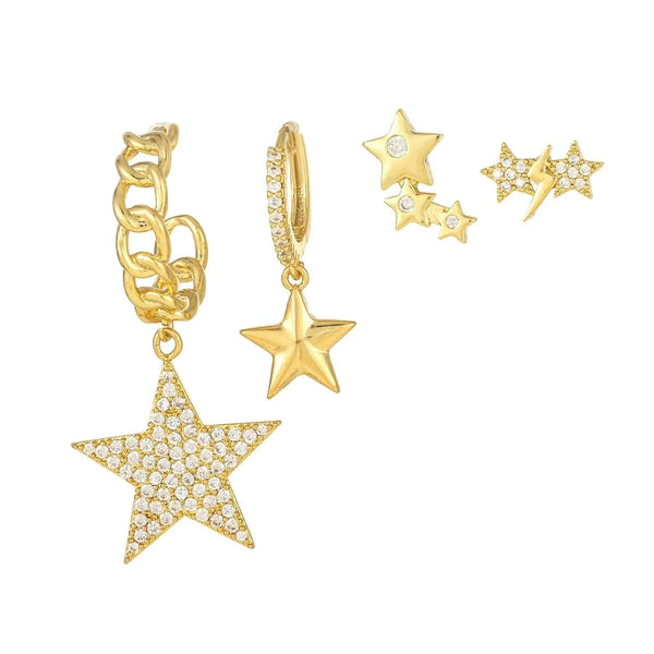 4 Pieces Starry Chain Glow Earring Set