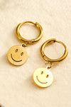 Gold Smile Face Alloy Dangle Earrings