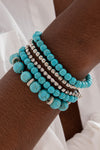 Turquoise Boho Beaded Stretch Bracelet Set