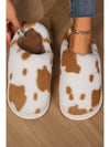 Chestnut Animal Spot Winter Plush Home Slippers