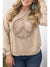 Pale Khaki Floral Peace Graphic Washed Plus Size Sweatshirt