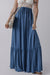 Sail Blue Solid Color Lace Up High Waist Tiered Maxi Skirt