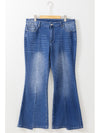 Blue Plus Size Exposed Seam High Waist Flare Jeans