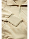 Parchment Quarter Zip Stand Neck Kangaroo Pocket Sweatshirt