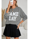 Bluing Corded GAME DAY Graphic Long Sleeve Top