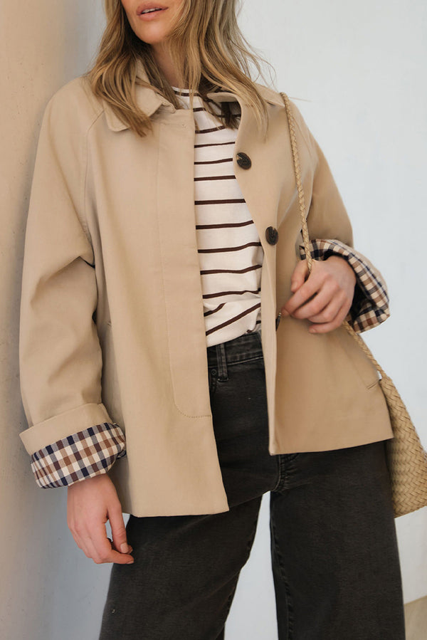 Parchment Plaid Lined Collar Trench