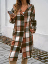 Devine Plaid Long Sleeve Hooded Coat - Cocoa Yacht Club