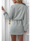 Gray Glitter Bow High Waist Sweatshirt Dress