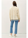 Be Cool Contrast Trim Cable-Knit V-Neck Cardigan