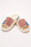 White Rhinestone American Flag Thick Sole Slides Shoes