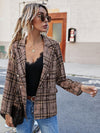 Full Size Plaid Lapel Collar Blazer - Cocoa Yacht Club