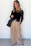 Black Lace Crochet Slim Fit Long Sleeve Top