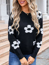 Angel Wings Flower Round Neck Long Sleeve Sweater - Cocoa Yacht Club