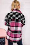 Black Plaid Colorblock Loose Flat Pocket Shacket