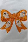 White Cute Halloween Ghost Bow Embroidered Graphic Sweatshirt