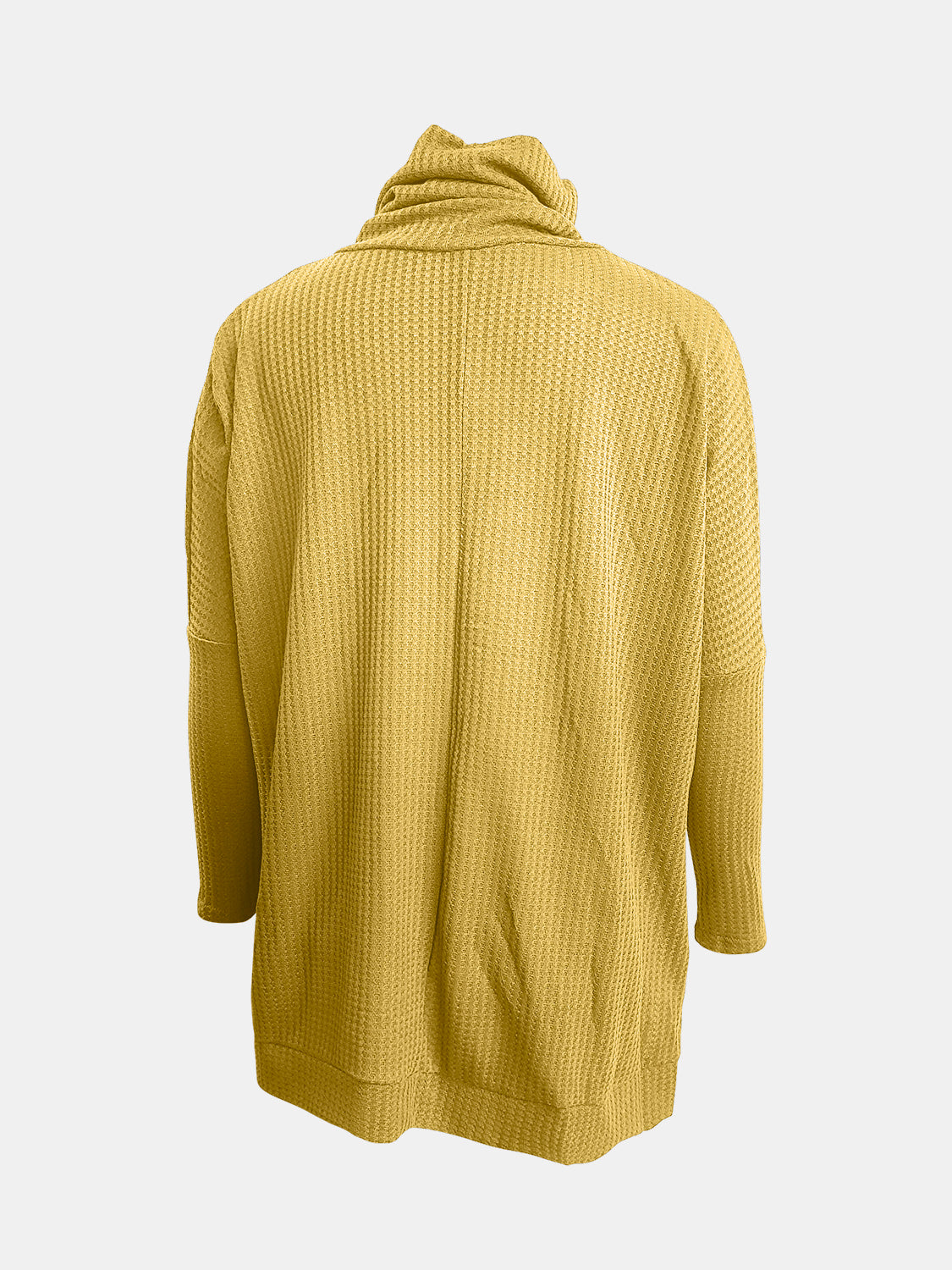 Full Size Waffle Knit Turtleneck Long Sleeve T-Shirt