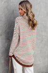 Brown Striped Turtleneck Oversized Sweater