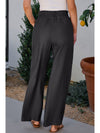 Black Side Pockets Frilled Smocked High Waist Wide Leg Jeans