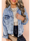 Beau Blue Vintage Washed Flap Pockets Denim Jacket