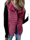 Sky Blue Plush Collared Quilted Zipped Puffer Vest