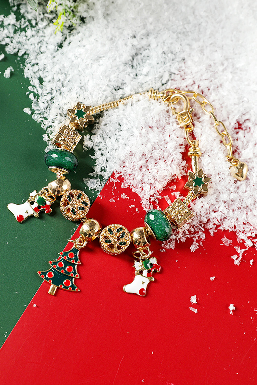 Green Cartoon Christmas Tree Charms Bracelet