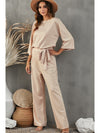 Apricot Boat Neck Knot Wide Leg Jumpsuit