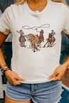White Retro Graphic Cotton Blend Graphic Tee