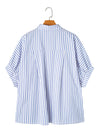 Sky Blue Stripe Dolman Sleeve Oversized Blouse