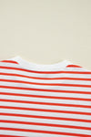 Blue Stripe Drop Shoulder Crew Neck Loose Sweatshirt