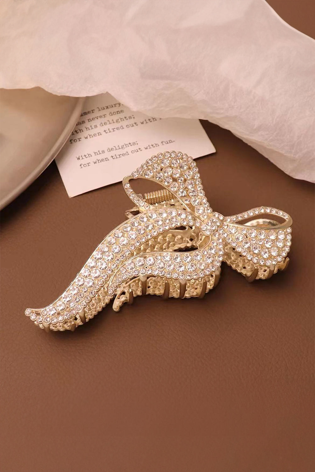 Gold Full Pearl Bowknot Hair Claw