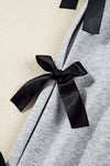 Light Grey Bowknot Long Sleeve Round Neck Sweatshirt