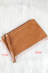 Black Crocodile Pattern Zipper Wristlet Clutch