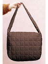 Coffee Casual Quilted Zipper Large Shoulder Bag