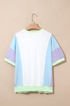 White Colorblock Patchwork Oversized T Shirt