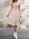 Ruffled Floral Long Sleeve Knee Length Dress