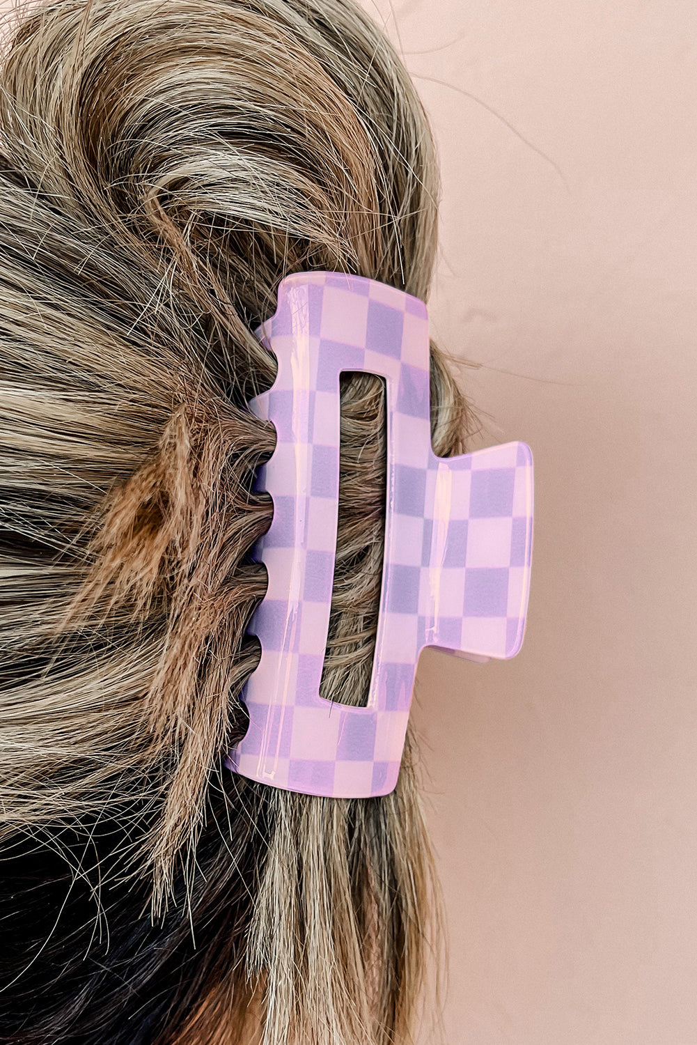 Black Checkered Print Hollow Out Hair Clip