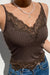 Coffee Lace Applique Sexy Ribbed Camisole