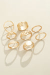 Gold 8Pcs Minimalism Alloy Ring Set