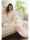 Rose Red 127*152cm Bow Printed Cozy Soft Throw Blanket