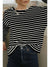 Black Stripe Patchwork Loose Long Sleeve Tee - Cocoa Yacht Club