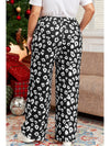 Leopard Print Wide Leg Pockets Plus Size Pants