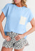 Dark Blue Corded Knit Color Block Pocketed Crew Neck T Shirt